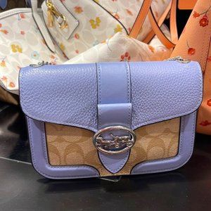 Coach Georgie Crossbody In Signature Canvas Light Khaki / Marble Blue